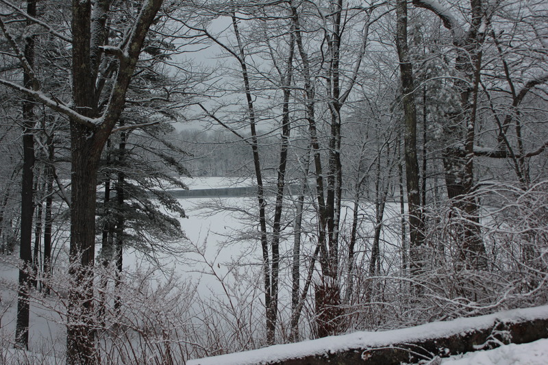 Windham, ME: snowfall on the pond