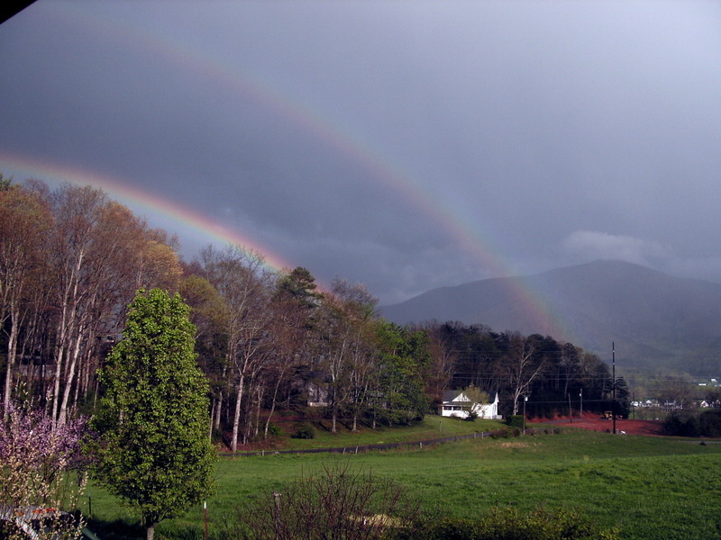 Wear Valley, TN: Cove Mtn from my front porch. Beautiful double rainbow.