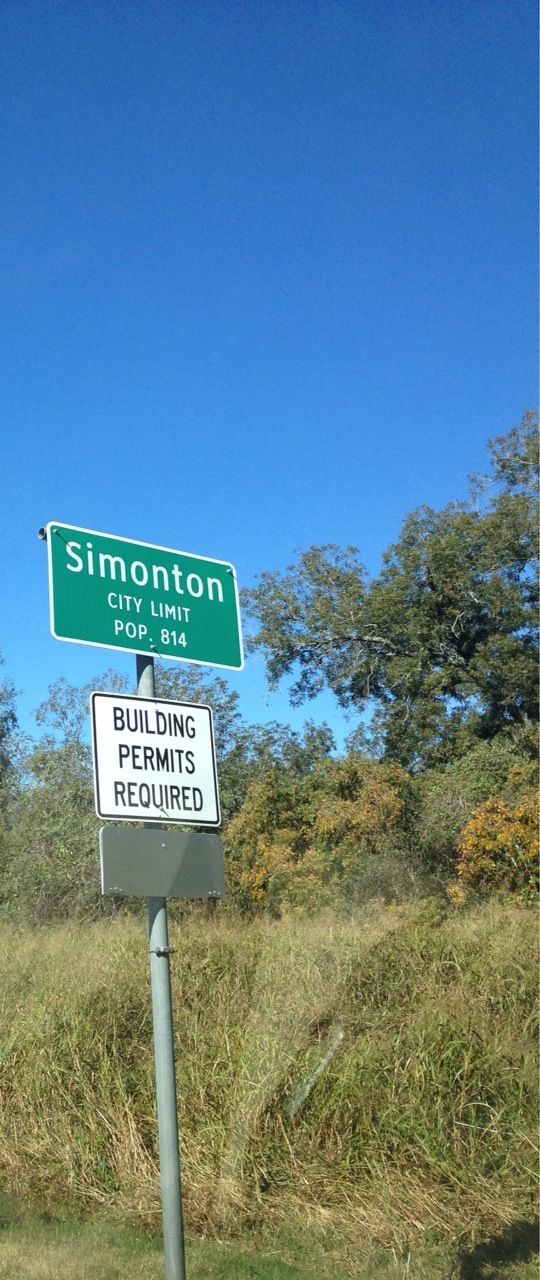 Simonton, TX: Simonton City Limits - Population Sign