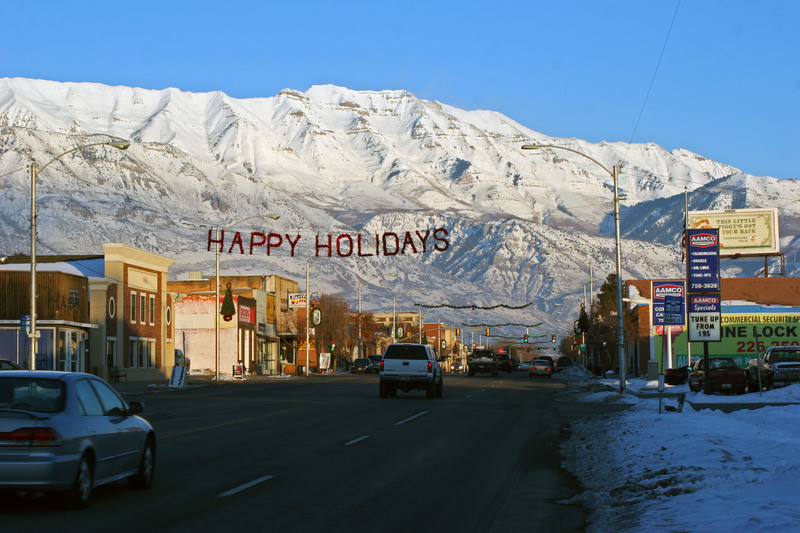American Fork, UT: View of Mt. Timpanogos from downtown American Fork