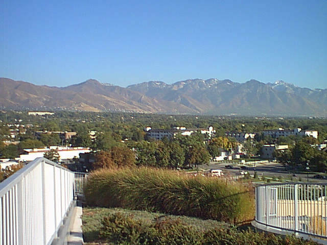 Salt Lake City, UT: Looking east towards the Wasatch mountains from the top of the Main SLC Library