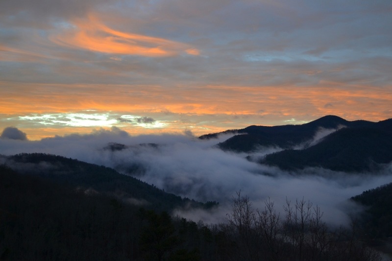 Franklin, NC: Sunrise from my porch on Sourwood Dr, Jan 2, 2013