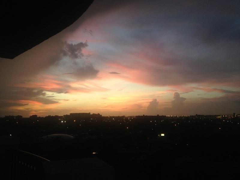 Miami, FL: View of Miami's airport- sunset