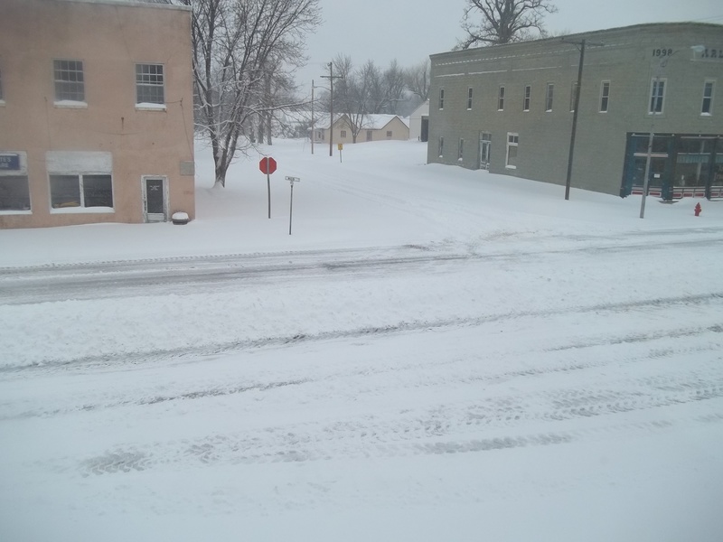 Arlington, KS: main street covered in snow February 20th 2013