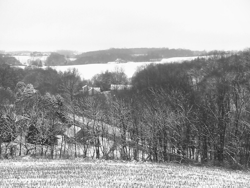 New Freedom, PA: Snow covered hills