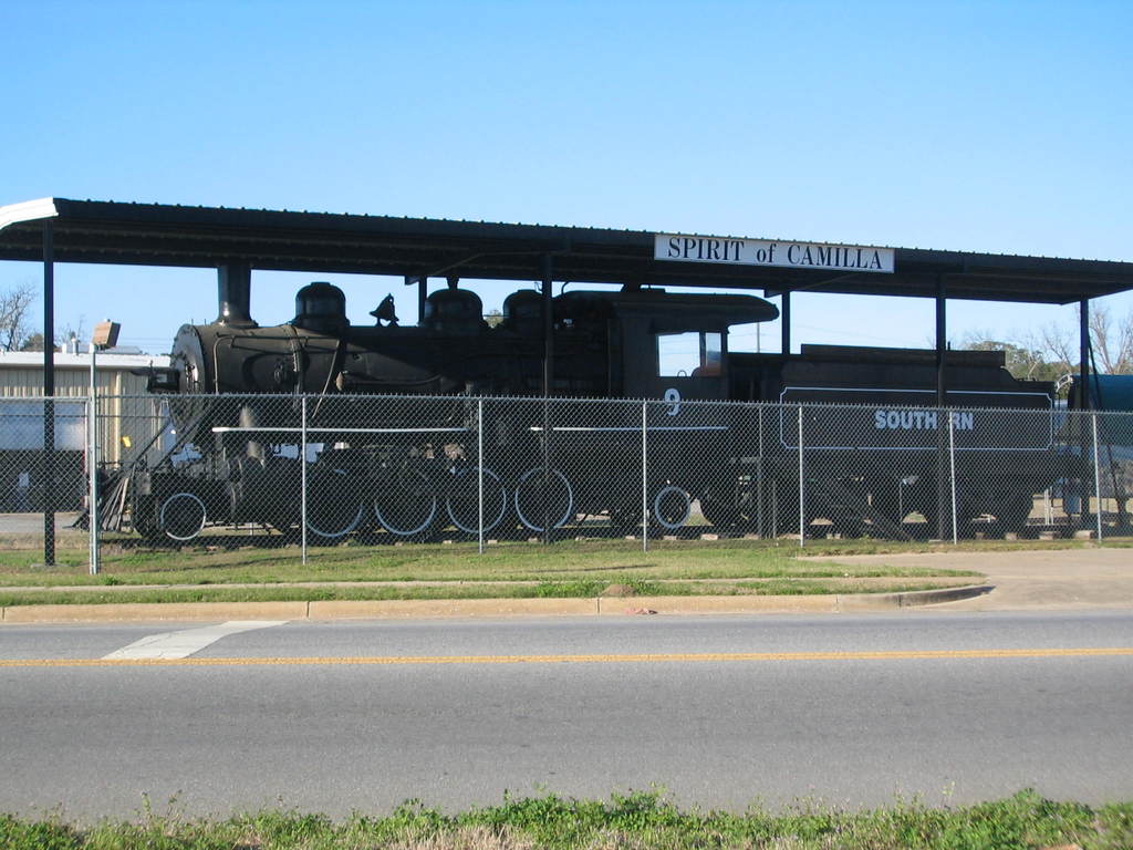 Camilla, GA: "Spirit of Camilla" steam locomotive display, Camilla, Georgia
