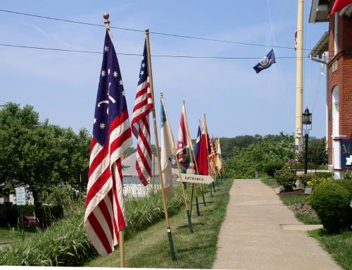 Fairport Harbor, OH: Flags on display at Fairport Harbor Lighthouse festival