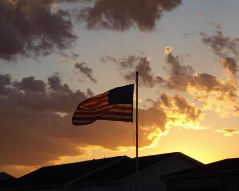 Thomasboro, IL: Patriotic Sunset on North East side of Thomasboro