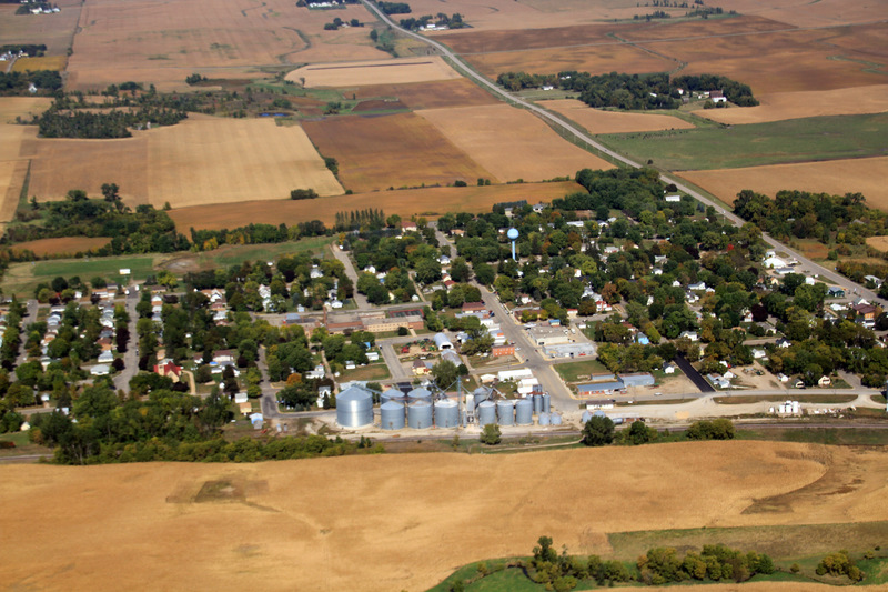 Kiester, MN: Aerial view of the city of Kiester, Mn