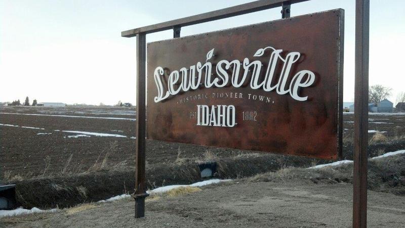 Lewisville, ID: New Lewisville city sign put in place Spring 2013.