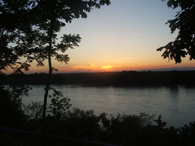 Warsaw, IL: looking at the Mississippi river at sunset