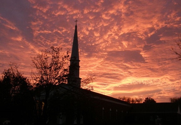 Haskell, OK: Sunset in on the Church of Christ in Haskell, Oklahoma