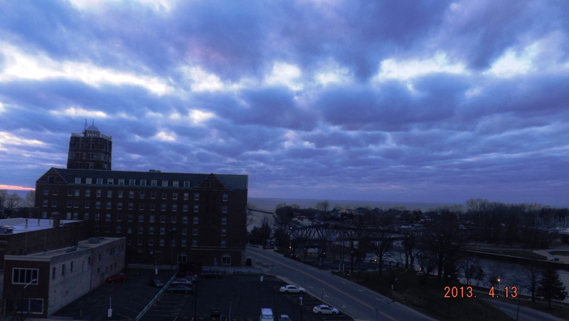 St. Joseph, MI: View from Sunset Beach Hotel Suite - Blue Cloudy Sunset