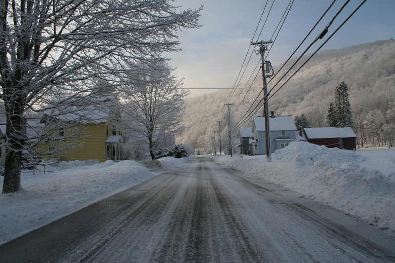 Readsboro, VT: Morning After Snow Storm-Tunnel Street, Readsboro, Vermont