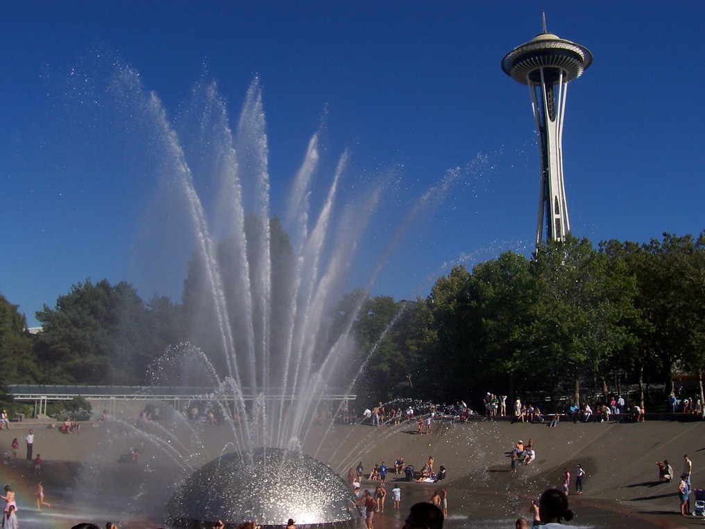 Seattle, WA : Space needle and the fountain photo, picture, image ...