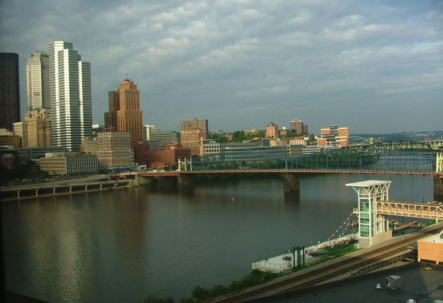 Pittsburgh, PA: Pittsburgh Skyline as seen from the Sheraton Station Square Hotel.