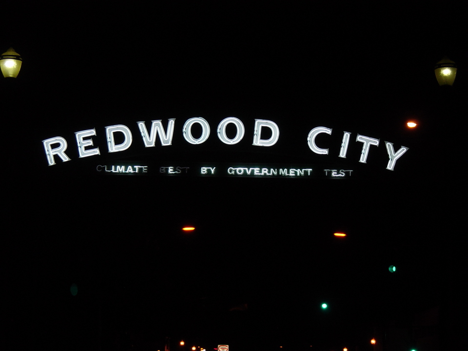 Redwood City, CA: Redwood City Sign on Broadway Street