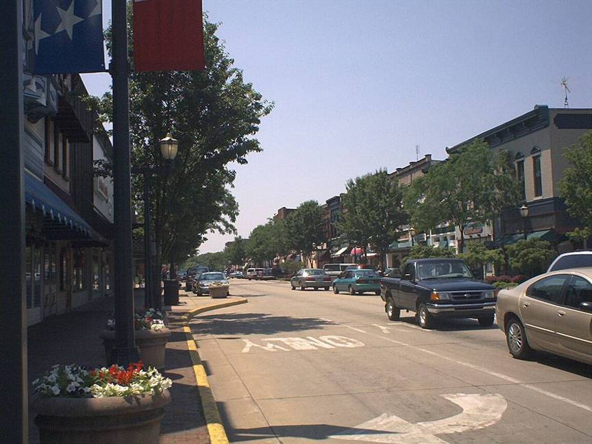 Dowagiac, MI: Front St. looking west from Division St. c. 2003