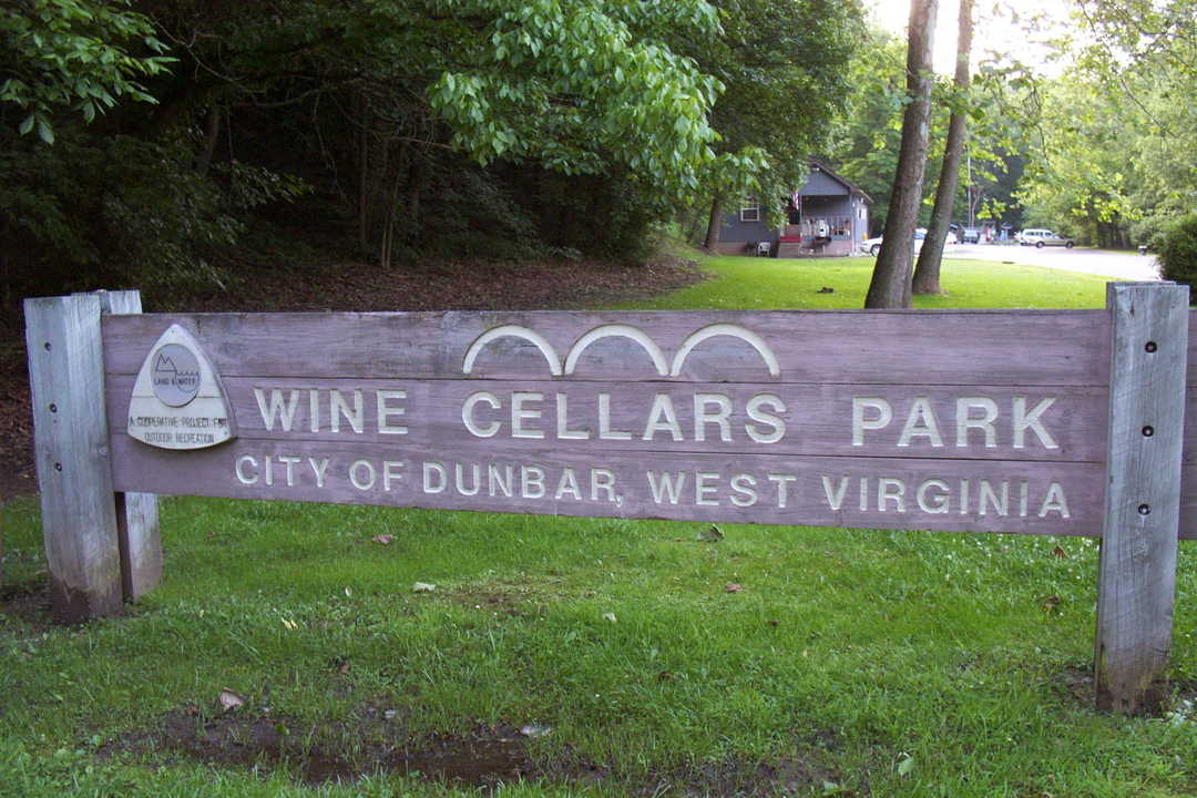 Dunbar, WV: Wine Cellar Park Sign