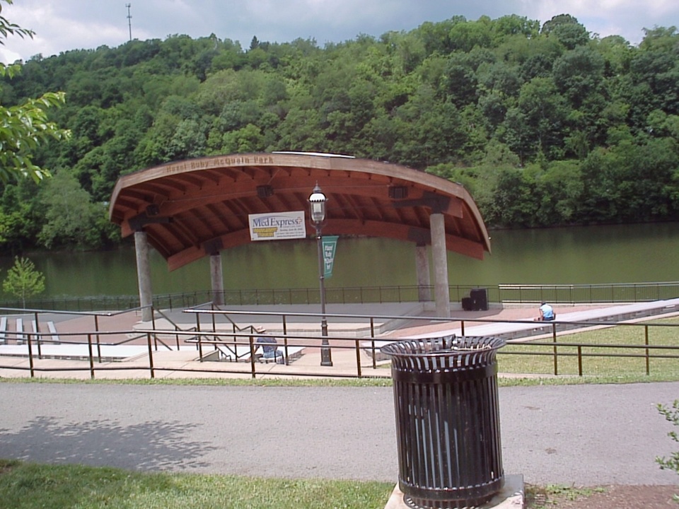 Morgantown, WV: pavillion and river at McQuain park