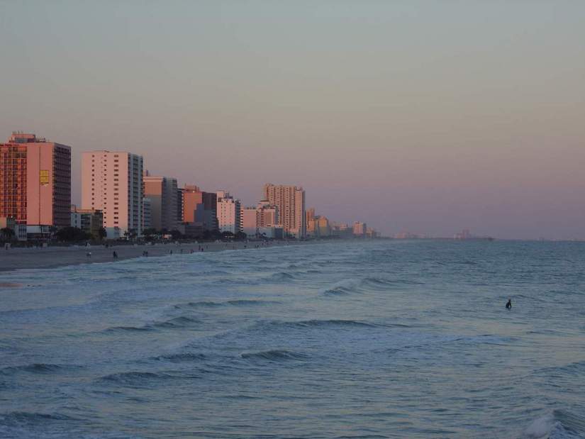 Myrtle Beach, SC: view north from the Springmaid pier in early evening