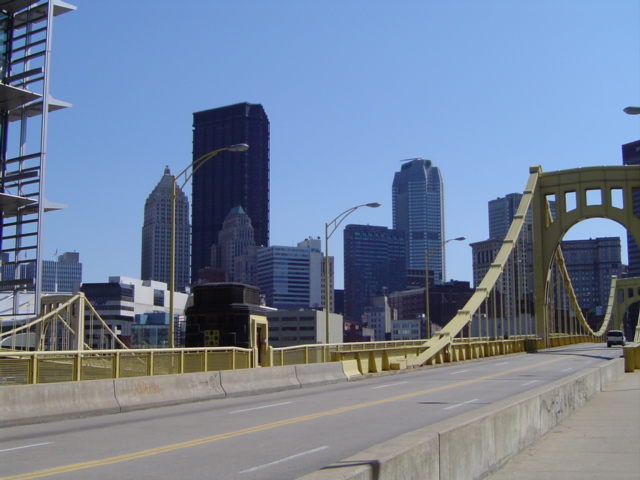 Pittsburgh, PA: View of downtown from the 9th Street bridge.