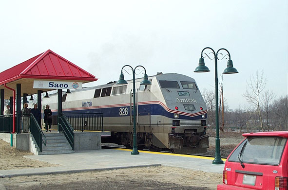 Saco, ME: Amtrak train at the station in Saco