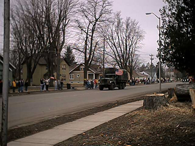Medford, WI: 1 Picture of The 724th Engineer Battalion Leaving Town on 03/18/2003 when "Called To Duty" (Taken Along STH 64 Otherwise Known as East Broadway) (Sorry, No Return Pictures...Had To Work That Day)