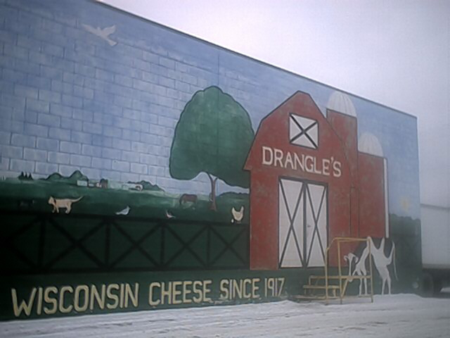 Gilman, WI: Right Part Of The Graffity On The Drangle's Cheese Factory In Gilman, Wisconsin