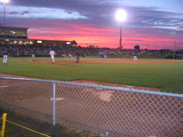 Schaumburg, IL: Sunset at the Schaumburg Flyers baseball game, Alexian Field