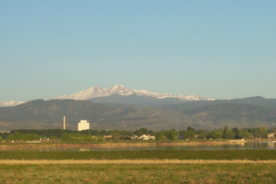 Loveland, CO: Longs Peak and Meeker with Sugar Factory over Boyd Lake