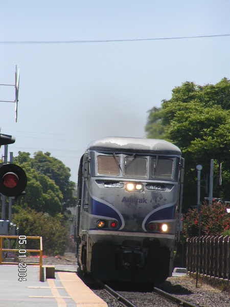 Carlsbad, CA : Coaster Train coming into the train station at Carlsbad