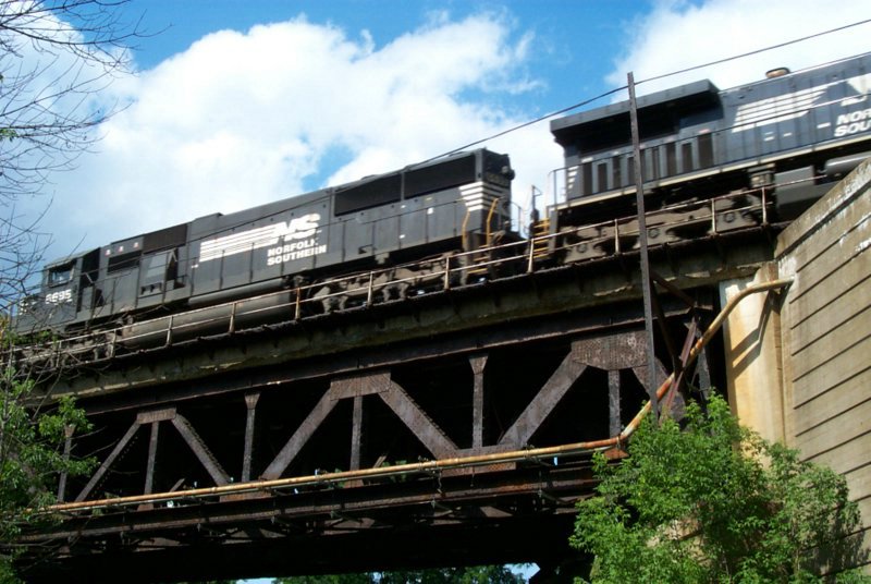 New Brighton, PA: Shot of a train above Big Rock Park in New Brighton - taken on July 13, 2004 while vacationing in NB, PA