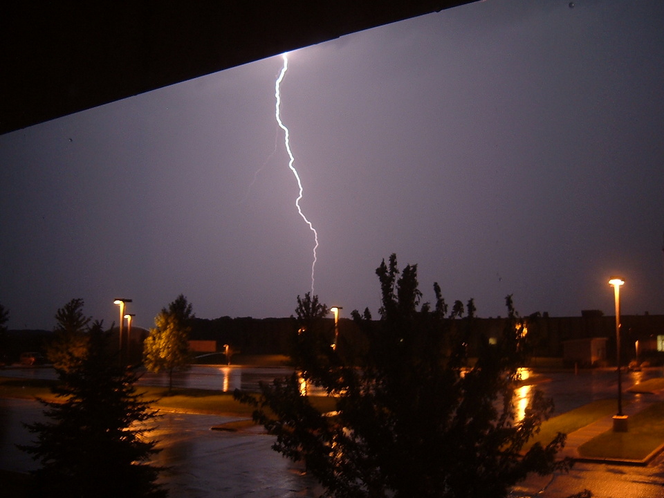 Waseca, MN: Lightening storm behind the Waseca Inn & Suites