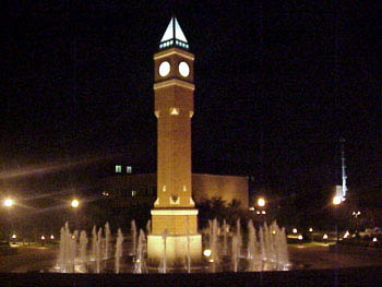 St. Louis, MO: Saint Louis University Colcktower at night