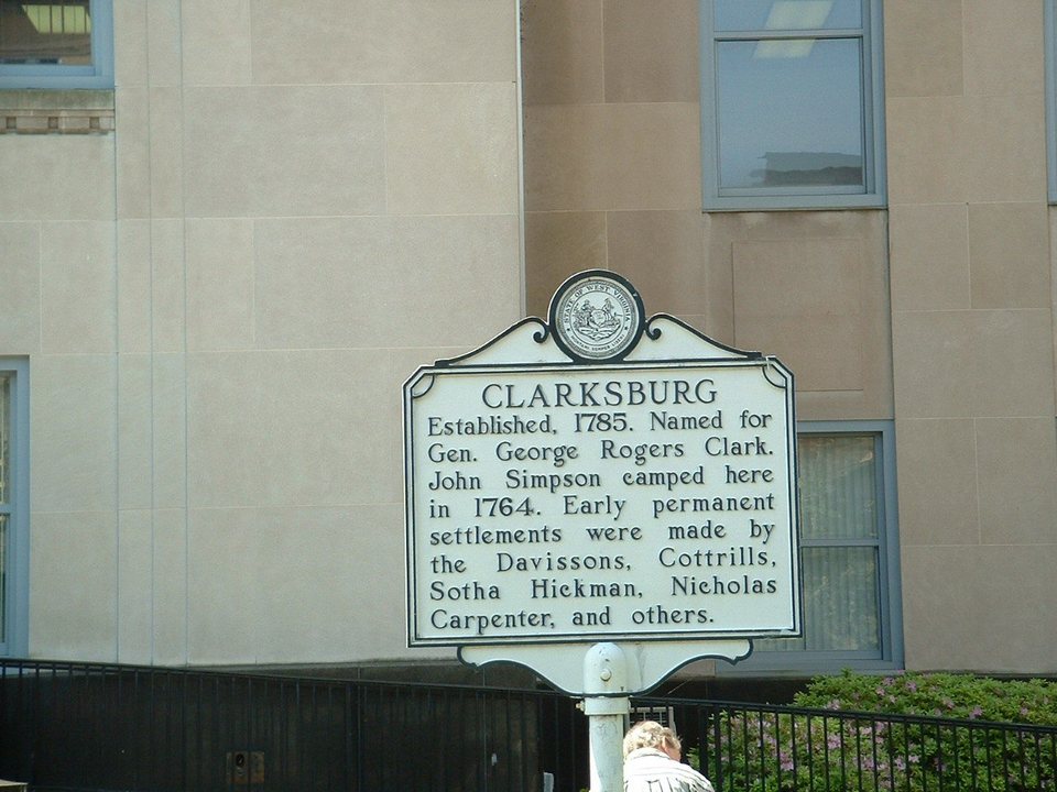 Clarksburg, WV: Historical Marker in front of Harrison County Court House