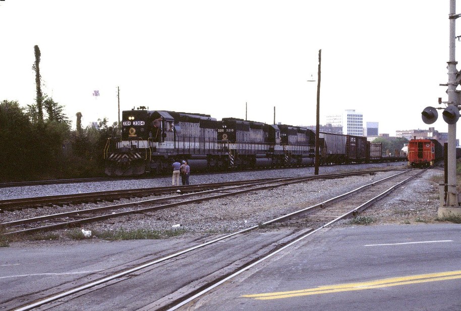Macon, GA: train yard with downtown in backround