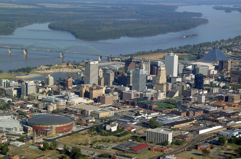 Memphis, TN: Aerial Picture of Downtown Memphis, TN