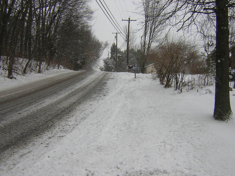 Lake Katrine, NY: Latest spring snow storm. Picture looking north on Main St.