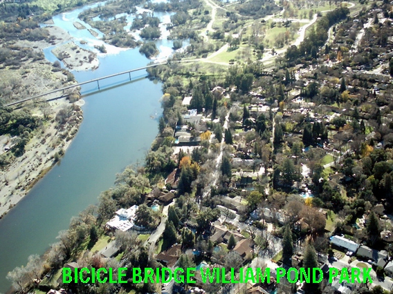Carmichael, CA: Bicycle bridge across the American River at the end of Arden Way