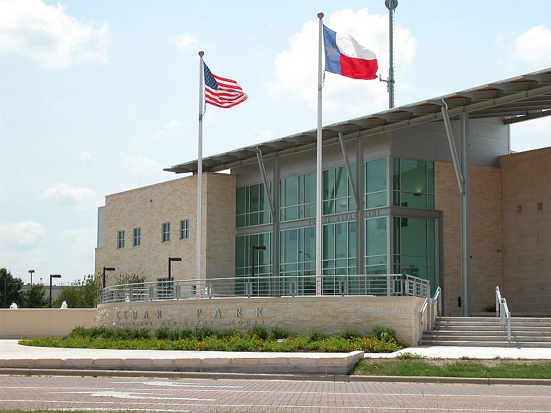 Cedar Park, TX: Cedar Park Police Headquarters and Municipal Court Building on Discovery Drive.