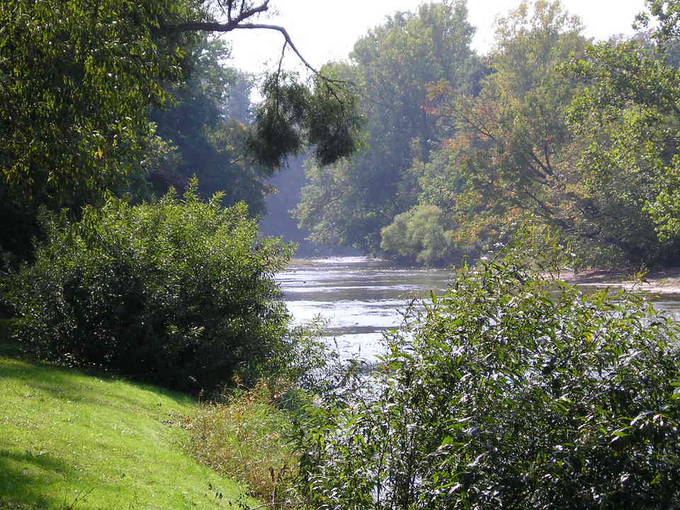 Norwalk, OH: West Branch of the Huron River; View from Huber Road bridge; northwest of Norwalk