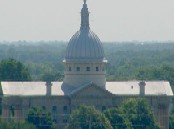 Carlinville, IL: Aerial View of Historic Macoupin County Courthouse, Carlinville