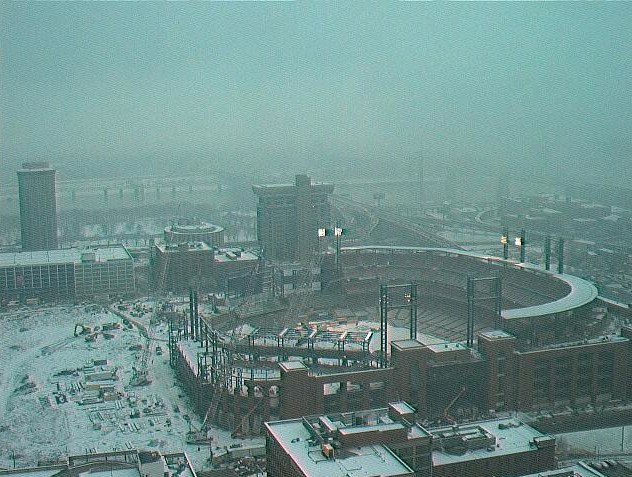 St. Louis, MO: Snowy Day in St. Louis during stadium construction
