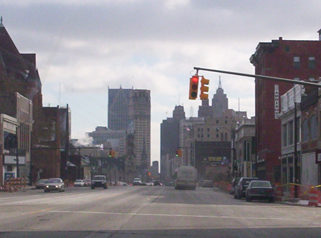Detroit, MI: Downtown from Woodward Avenue.