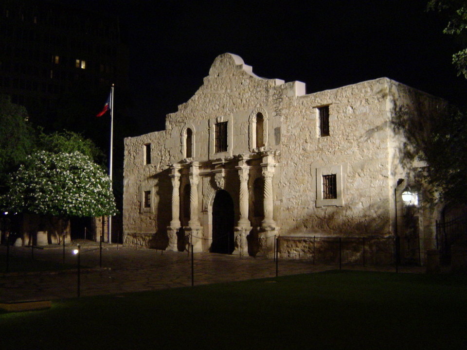 San Antonio, TX: The Alamo at night