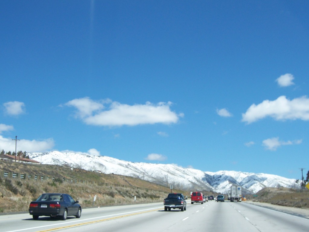 Santa Clarita, CA: Snow-cap mountain along Highway 14, minutes north of Santa Clarita.