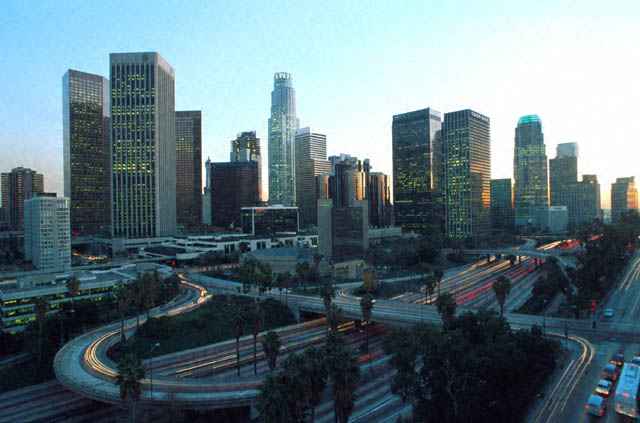 Los Angeles, CA: A photo of Los Angeles in the evening