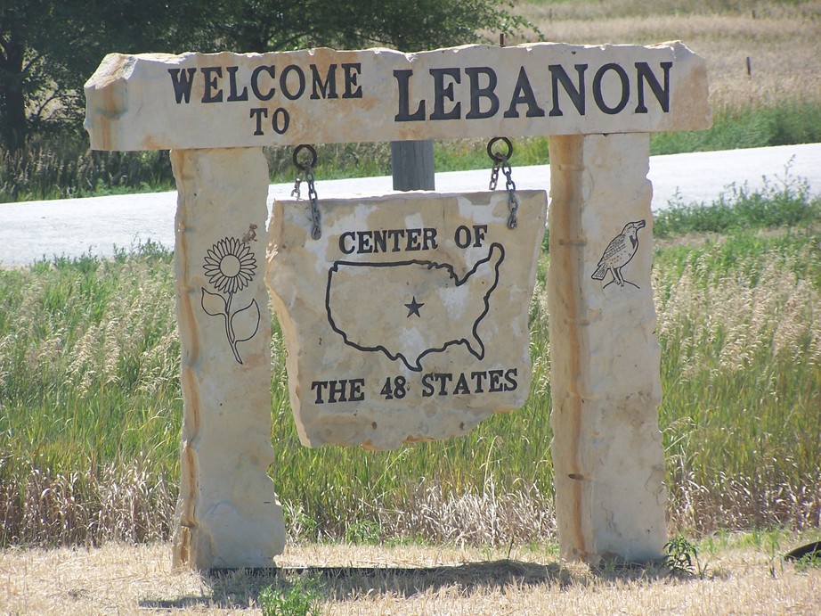 Lebanon, KS: Sign for the Geographical Center of the 48 States