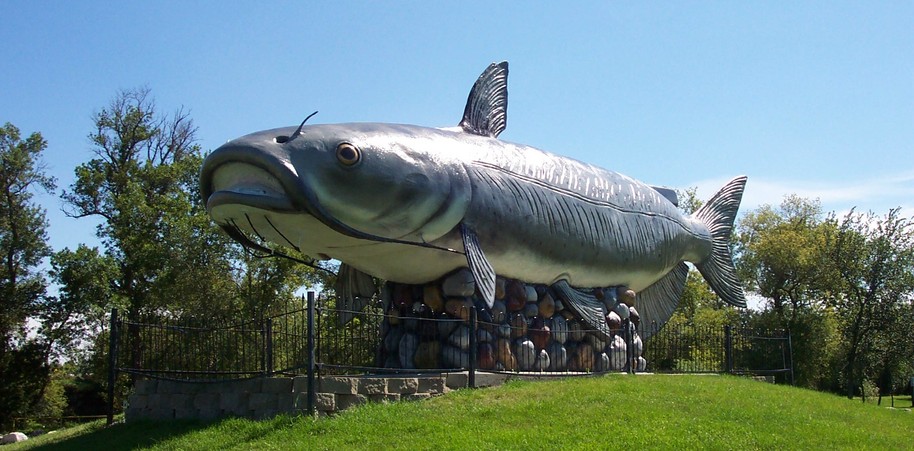 Wahpeton, ND: Wahpper, the World's Largest Catfish Structure in Wahpeton, ND near Kidder Dam Recreation area